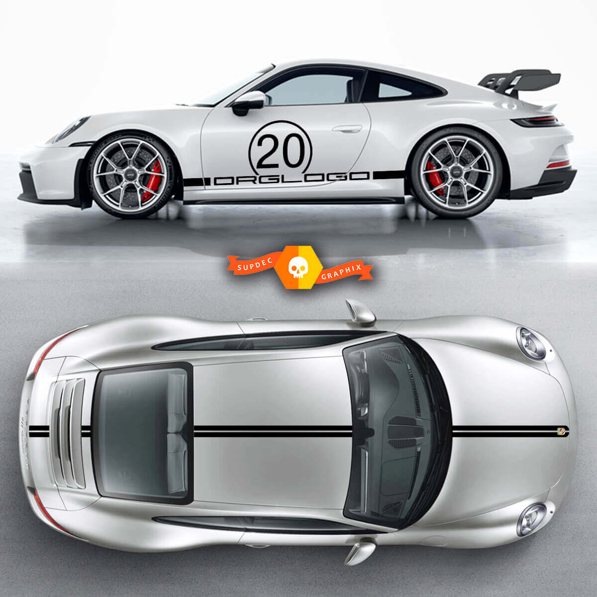 Kit de bandes latérales de capot de panneau de bas de caisse de Porsche 911 Porsche Carrera Sticker Decal
