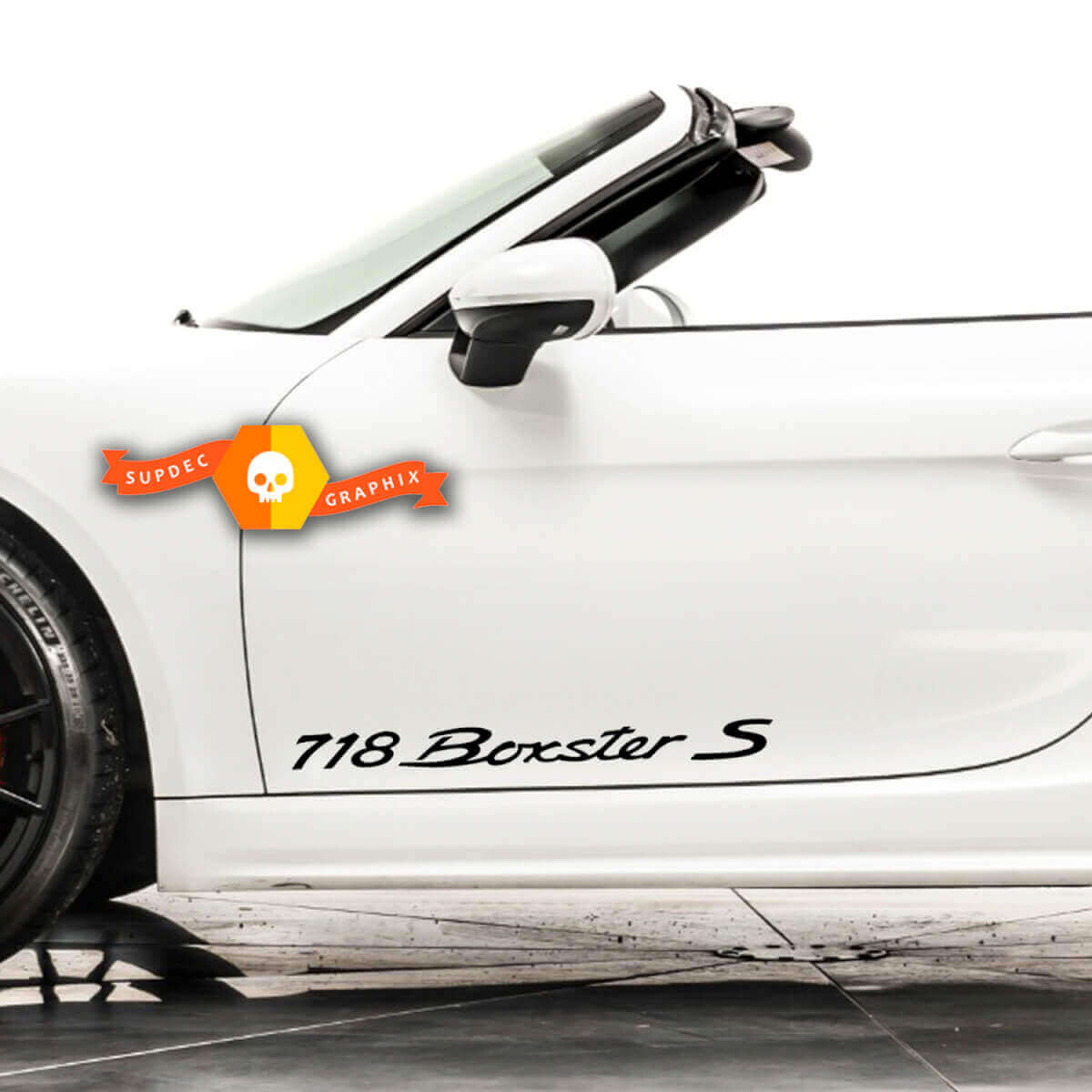 Autocollants Vinyle Latéraux de Porte 718 Boxster S Paire pour Porsche 718