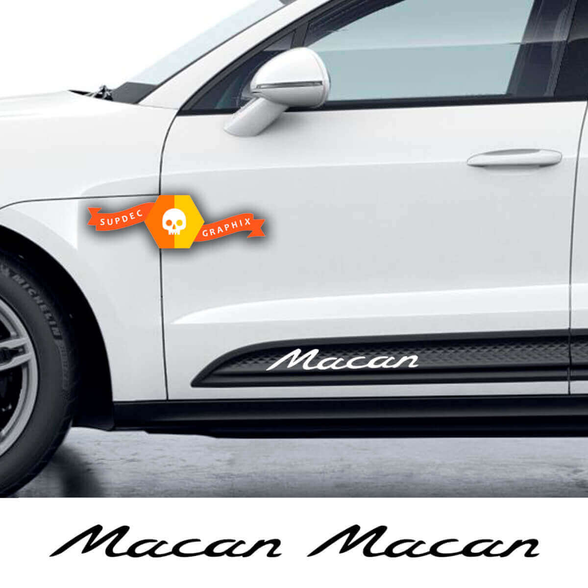 Paire d’autocollants vinyle pour portes latérales Porsche Macan
