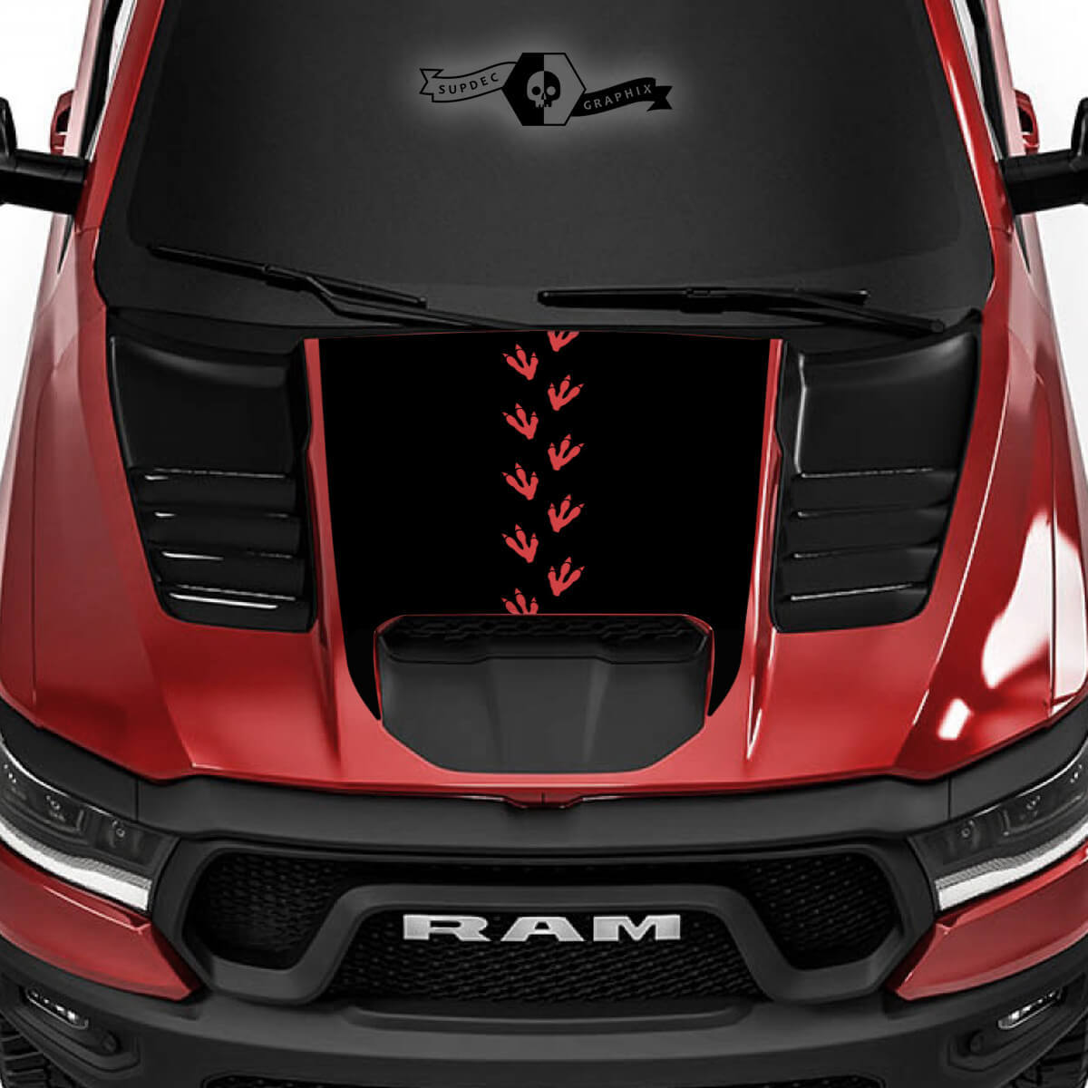 Autocollant en vinyle de traces de dinosaures pour capot Dodge Ram 1500 Rebel TRX