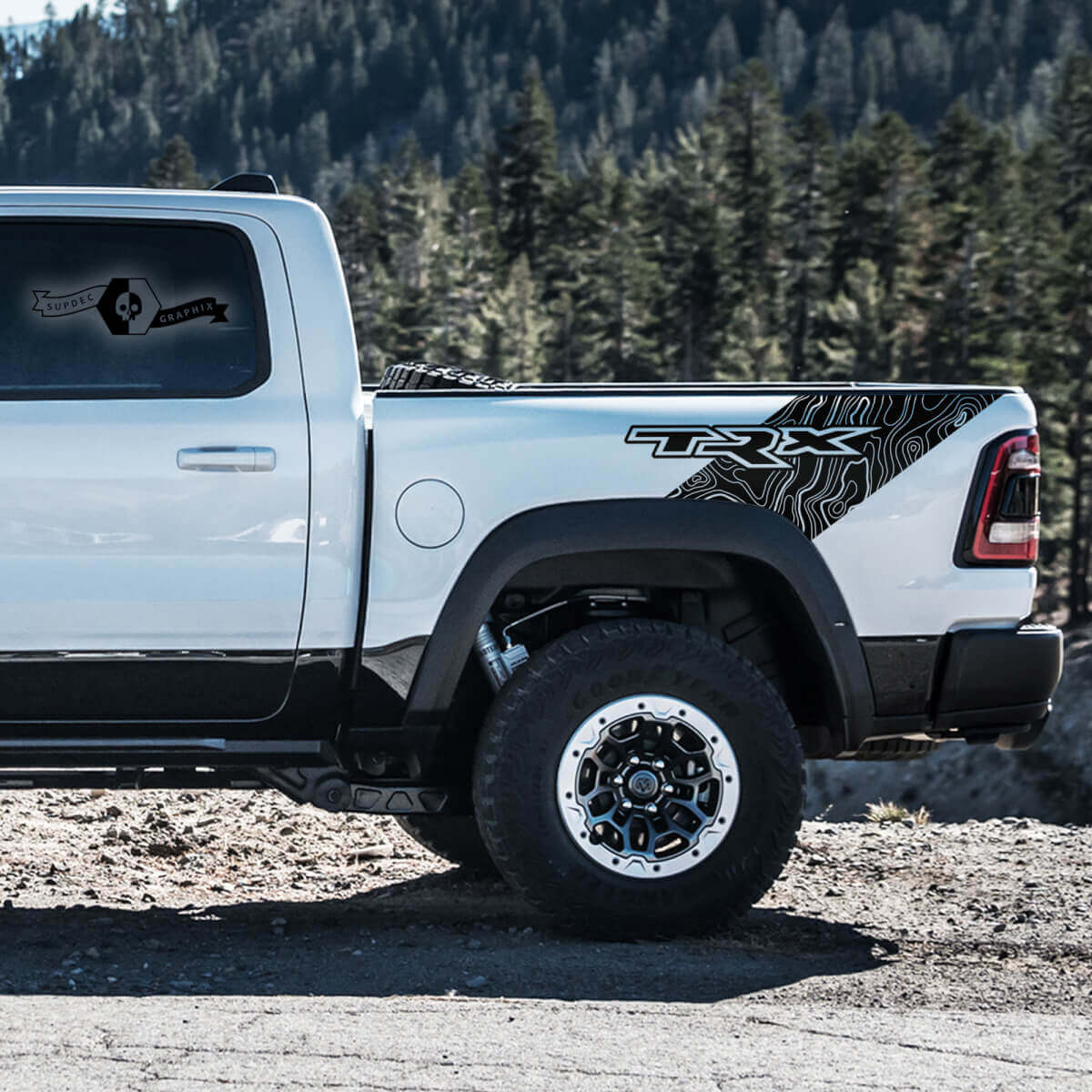 Autocollant vinyle de chevet carte topographique TRX pour Dodge Ram 1500 TRX