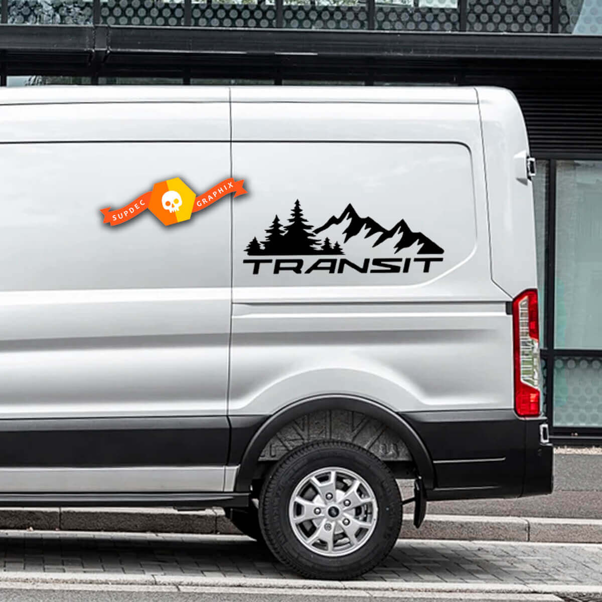 2023 FORD TRANSIT-TRAIL Mountain Forest Logo TRANSIT Autocollants en vinyle Décalcomanies de toutes tailles s’adaptent à Nissan, Toyota, Chevy, GMC, Dodge, Ford
