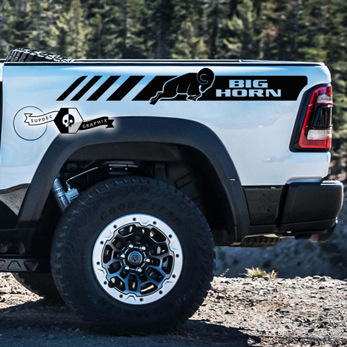 Bandes latérales arrière Big Horn en vinyle pour Dodge Ram 1500