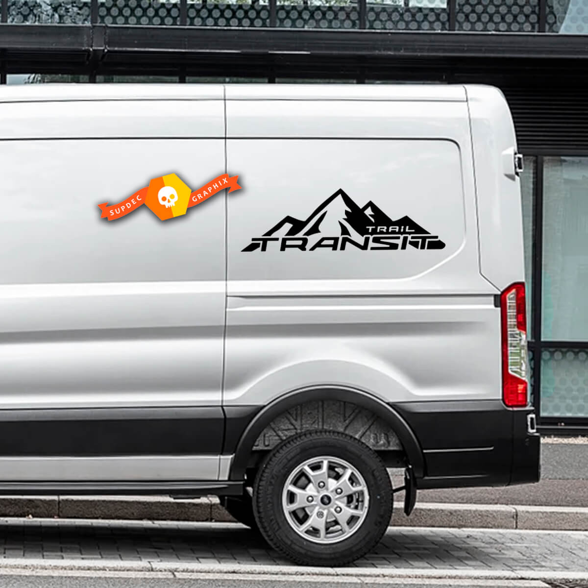 Paire d’autocollants en vinyle avec logo FORD TRANSIT-TRAIL Mountain 2023 de toute taille pour Nissan, Toyota, Chevy, GMC, Dodge, Ford
