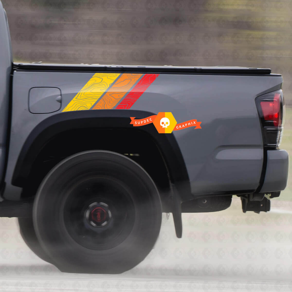 Décalcomanies vinyles de style vintage avec bandes latérales topographiques pour Toyota Tundra