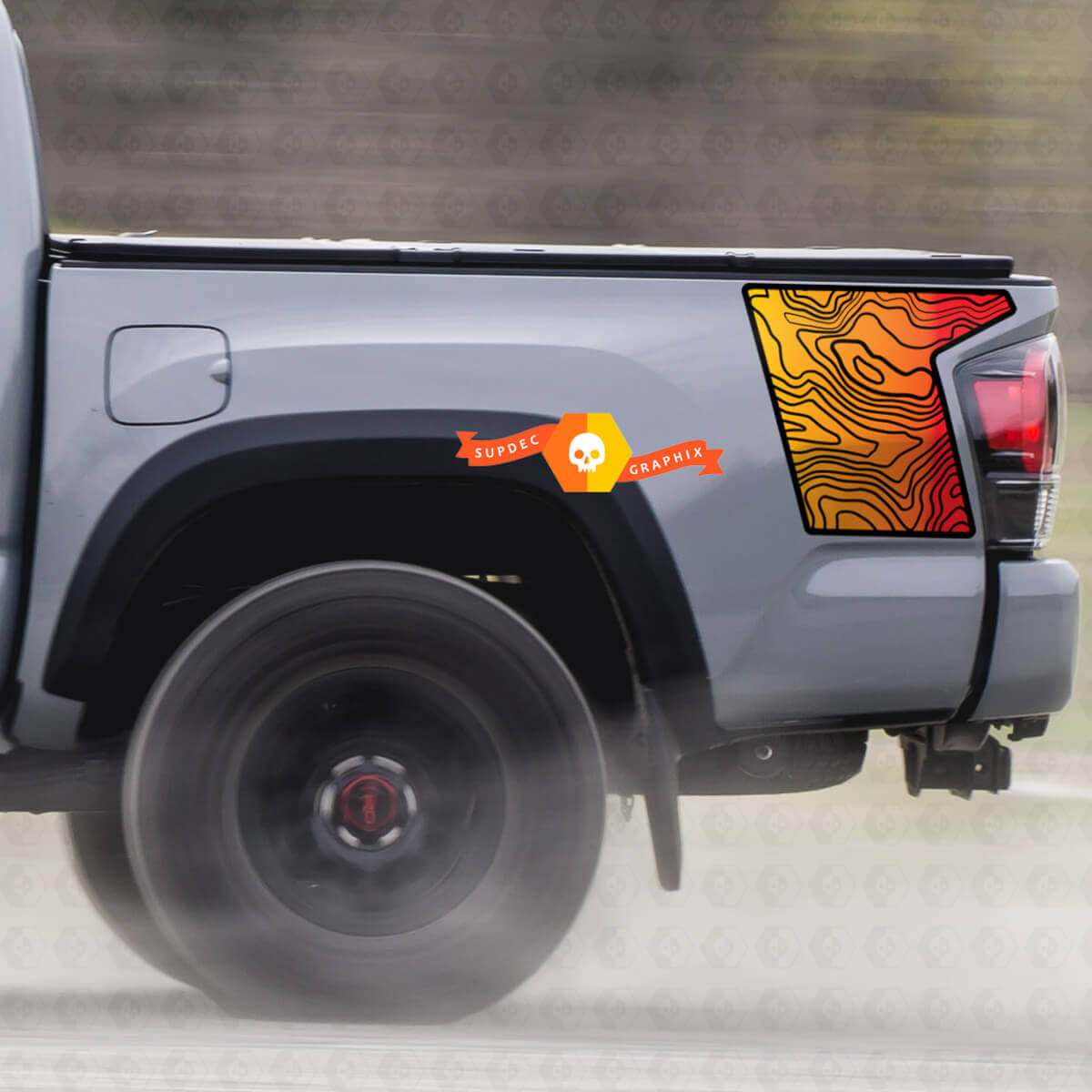 Paire Toyota TRD côté lit Contour Map graphique autocollant modèle d'autocollant
