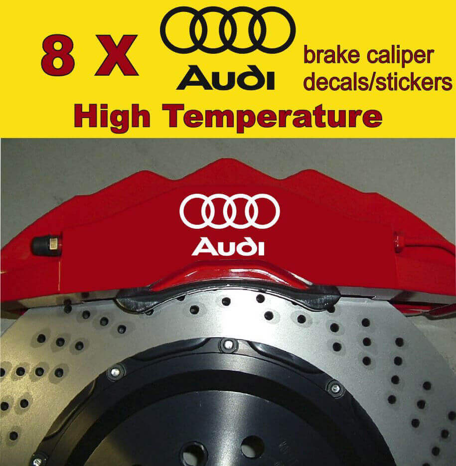 Jeux d'autocollants en vinyle de pince de frein Anneaux Audi pour voitures Audi