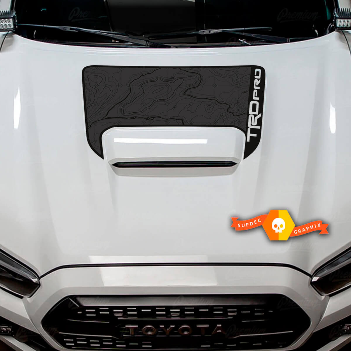 Déco autocollante en vinyle d'entrée d'air capot style topographique TRD Pro pour Toyota Tacoma 2016-2024