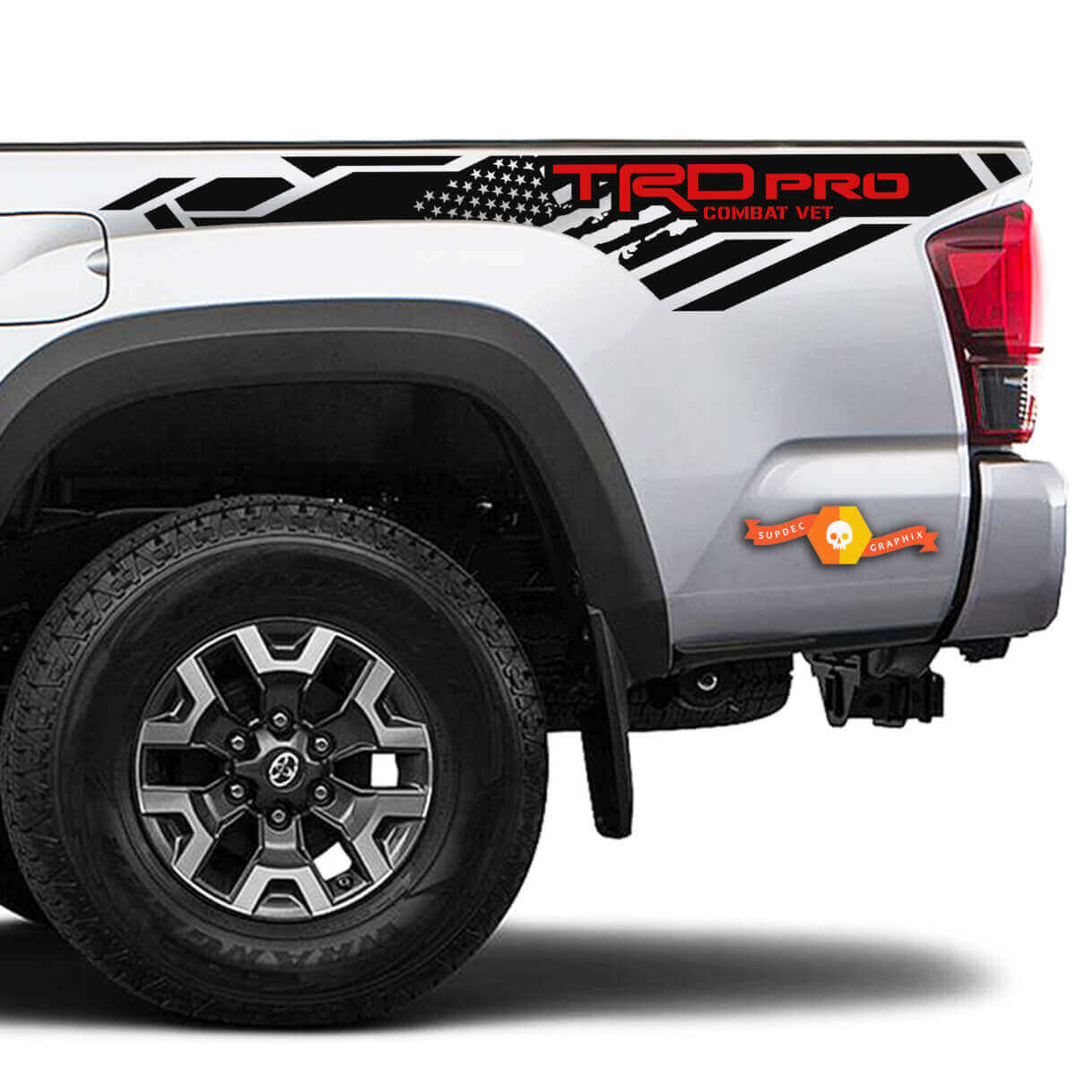 Autocollant vinyle drapeau USA TRD Pro pour panneau latéral de benne Toyota Tacoma