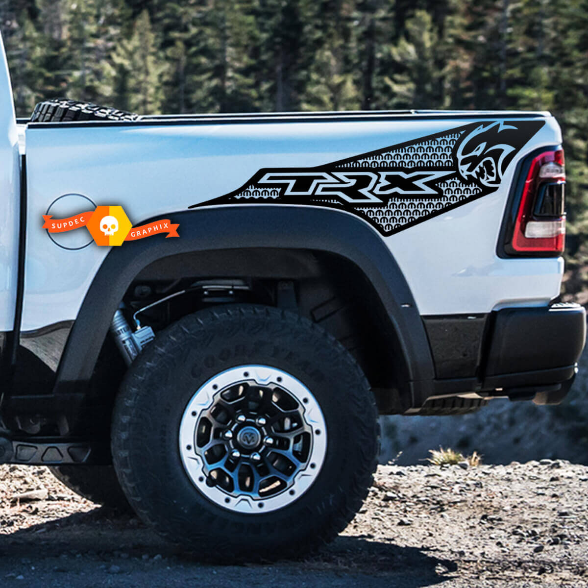 Kit d'autocollants en vinyle latéraux arrière TRX Hellcat pour Dodge Ram TRX 2021+