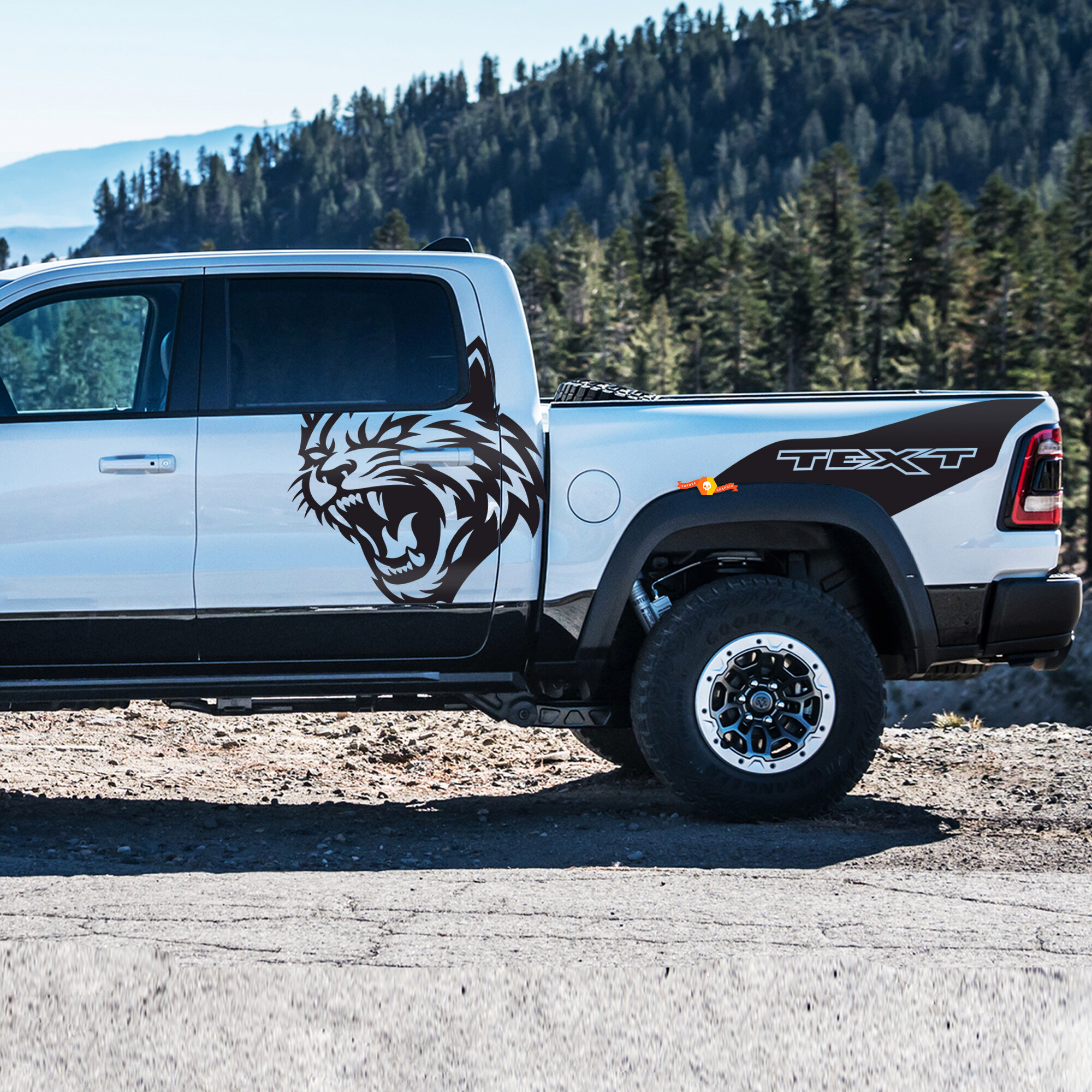 Autocollant en vinyle texte Wildcat et personnalisé pour porte de cabine Dodge Ram 1500