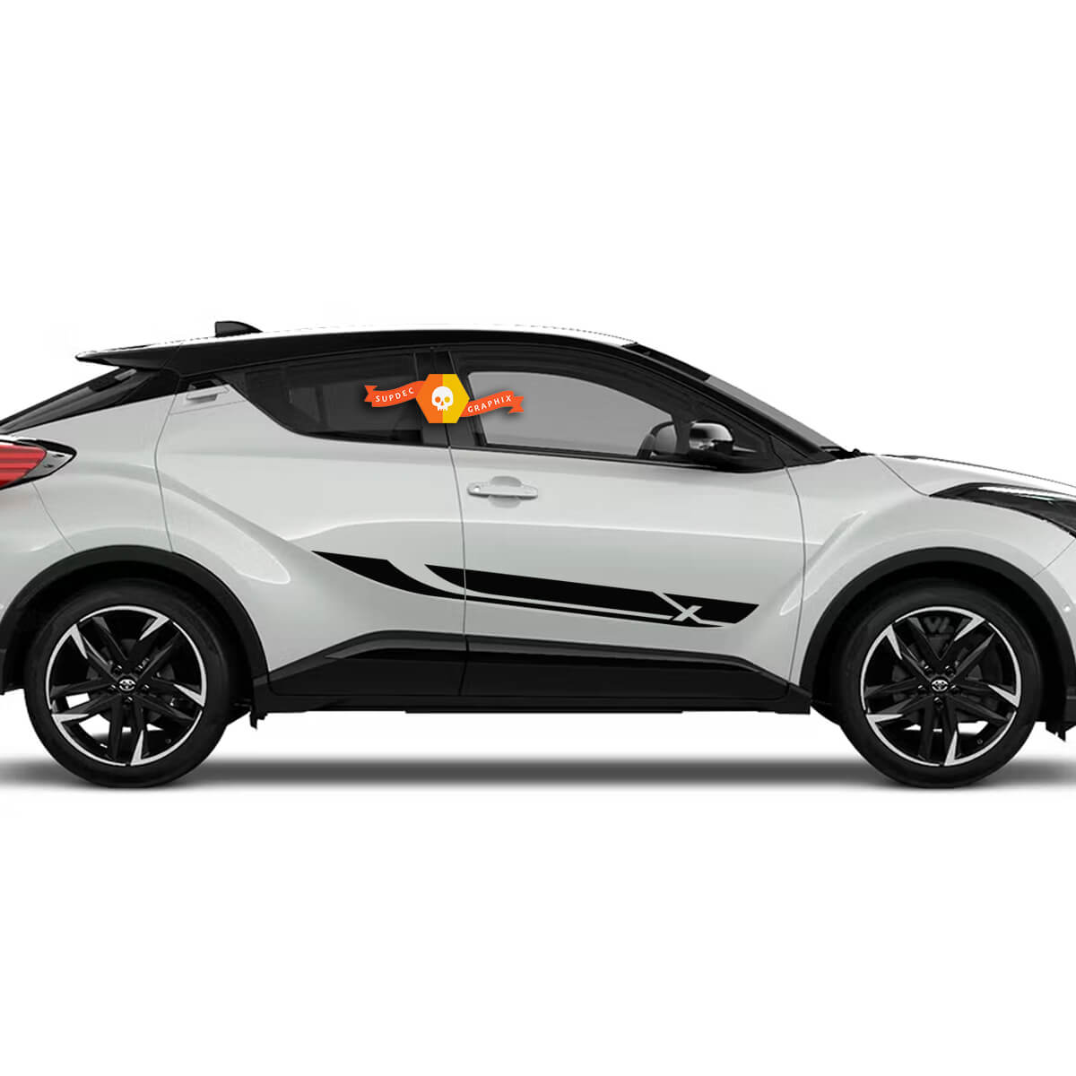 Autocollant vinyle rayures doubles latérales pour porte Toyota C-HR