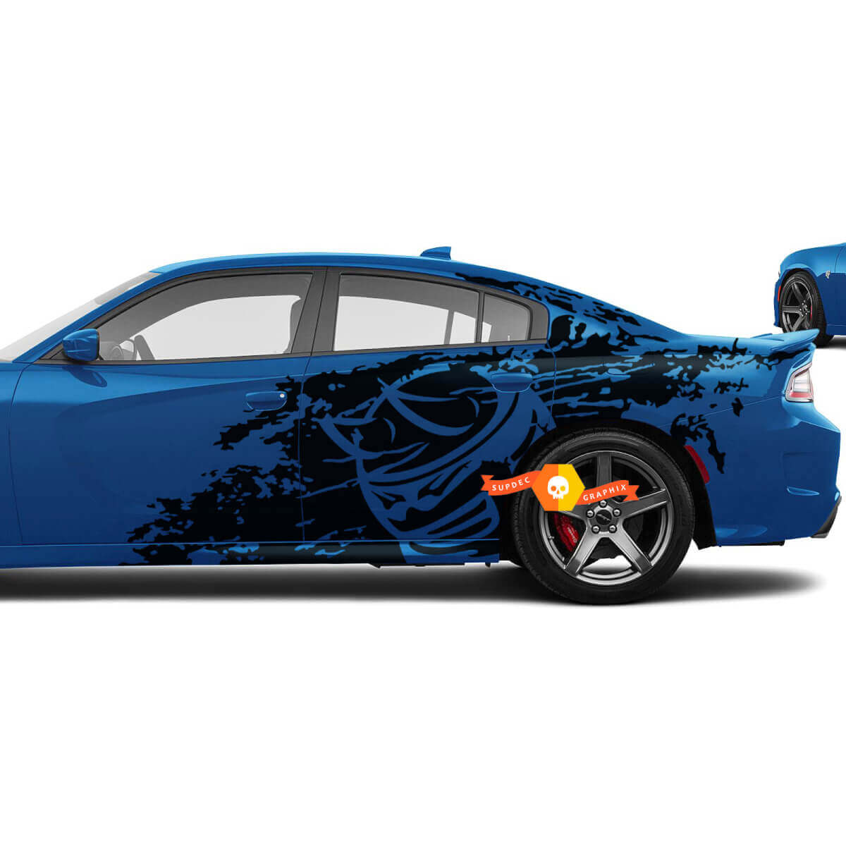 Kit de décalcomanies vinyle pour capot et côté avec motif abeille cornu pour Dodge Challenger Charger