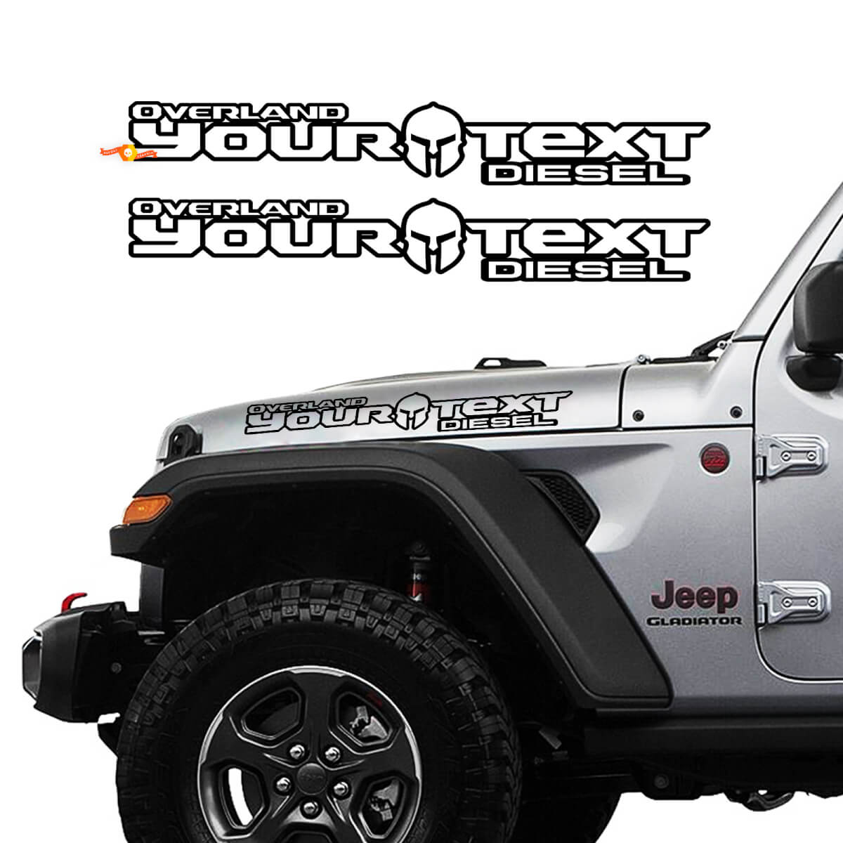 2 Jeep Hood Gladiator Casque Overland Diesel Vinyl Graphics Sticker
