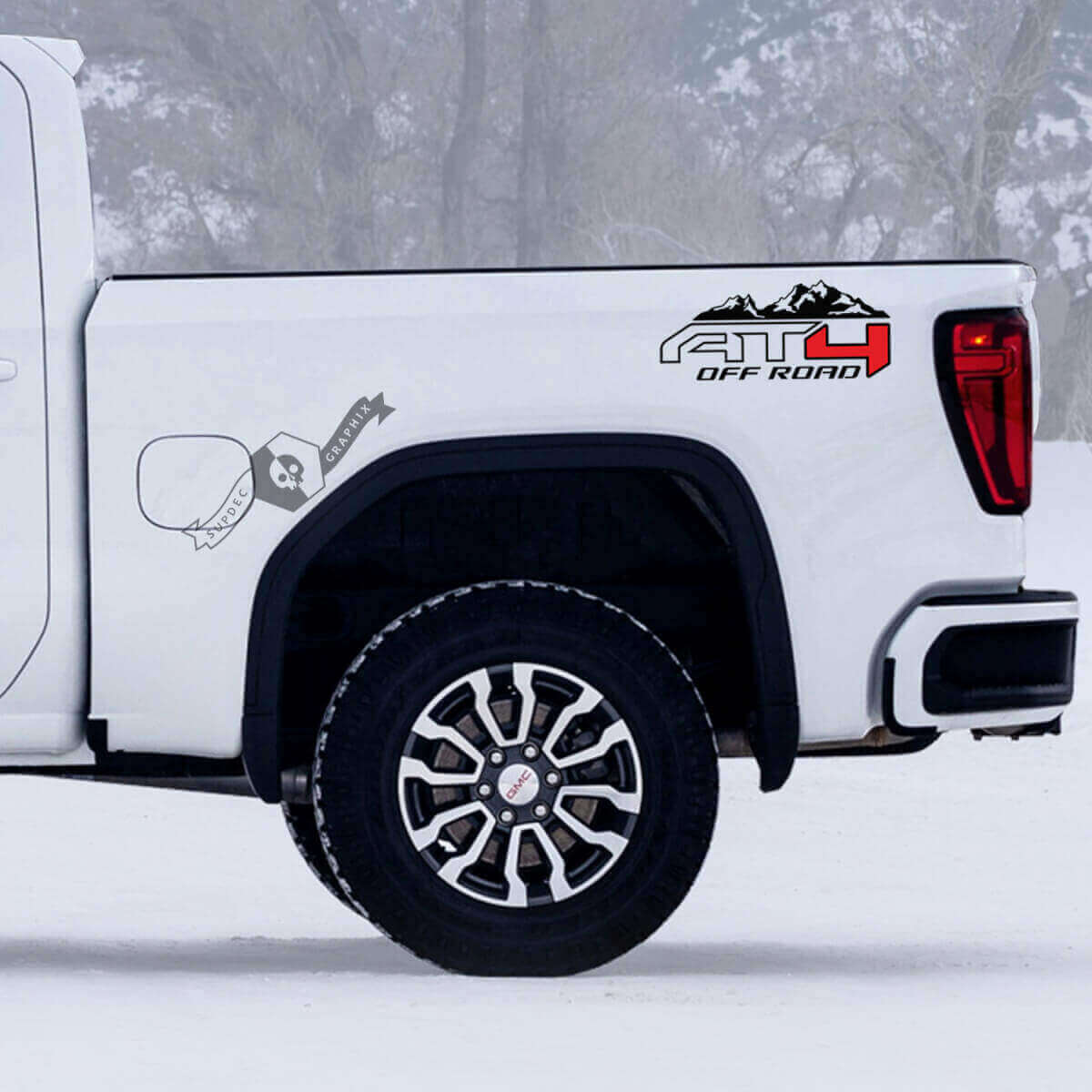 Kit d'autocollants en vinyle AT4 Off Road Mountain Bed pour GMC Sierra 1500