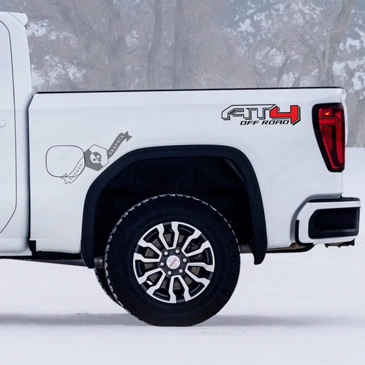 2 Autocollants GMC GM Sierra 1500 AT4 tout-terrain 4x4 2 couleurs

