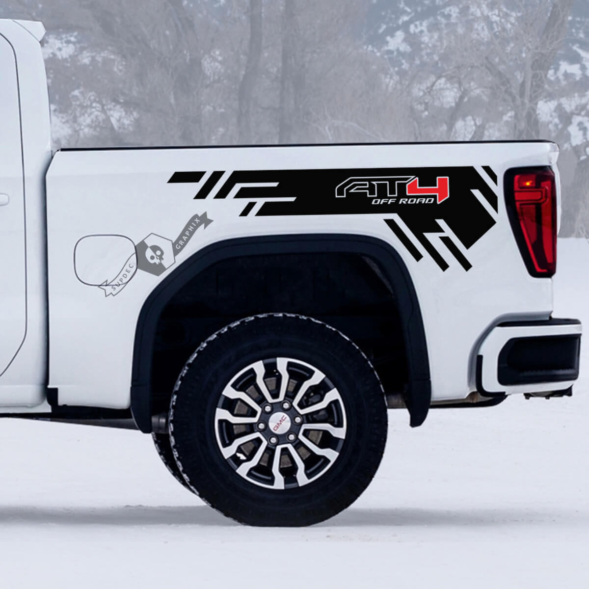 2 GMC GM Sierra 1500 AT4 Side Bed tout-terrain 4x4 Autocollants Autocollants 2 couleurs
