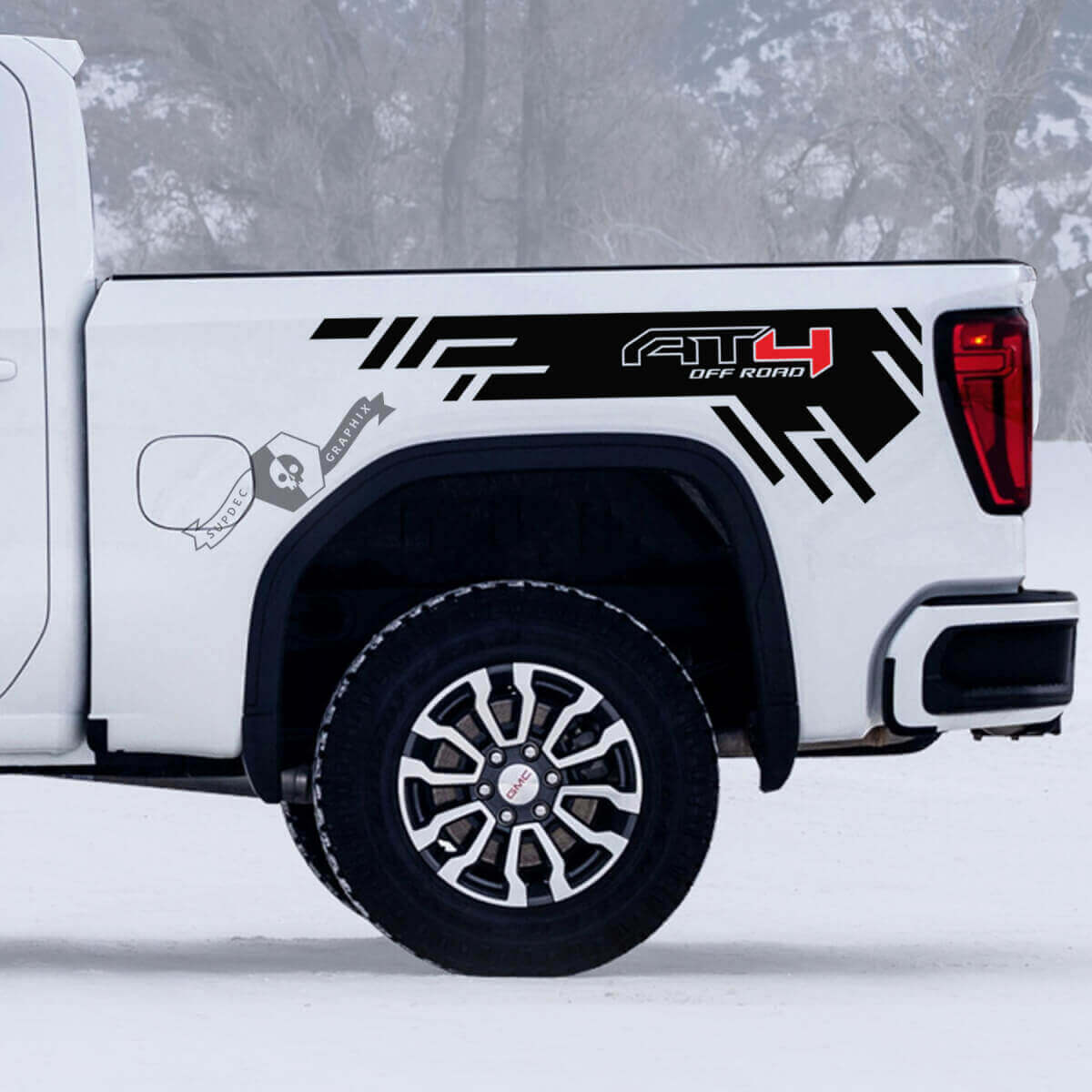 Ensemble d'autocollants en vinyle pour bord de caisse AT4 tout-terrain pour GMC Sierra 1500