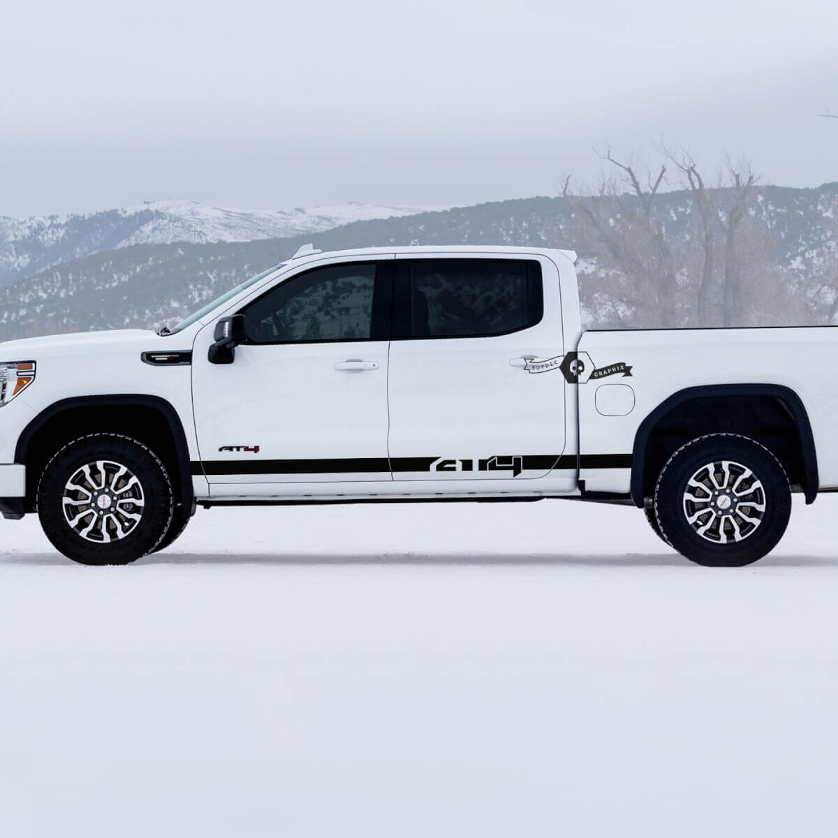 2 Bandes de bas de caisse de portes GMC GM Sierra 1500 AT4 Bandes latérales de lit détruites Autocollants Décalcomanies
