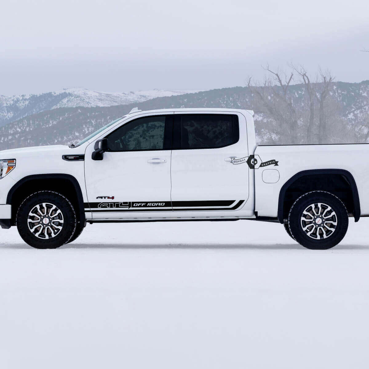 Kit de décalcomanies en vinyle bandes de bas de caisse tout-terrain AT4 pour GMC Sierra 1500 AT4