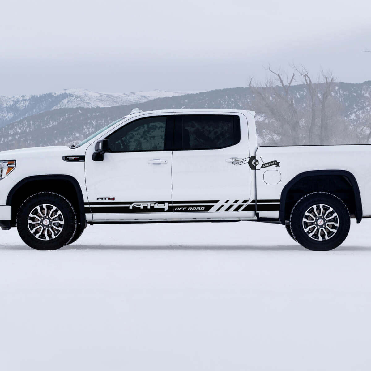 Kit d'autocollants vinyle bandes latérales tout-terrain AT4 pour GMC Sierra 1500