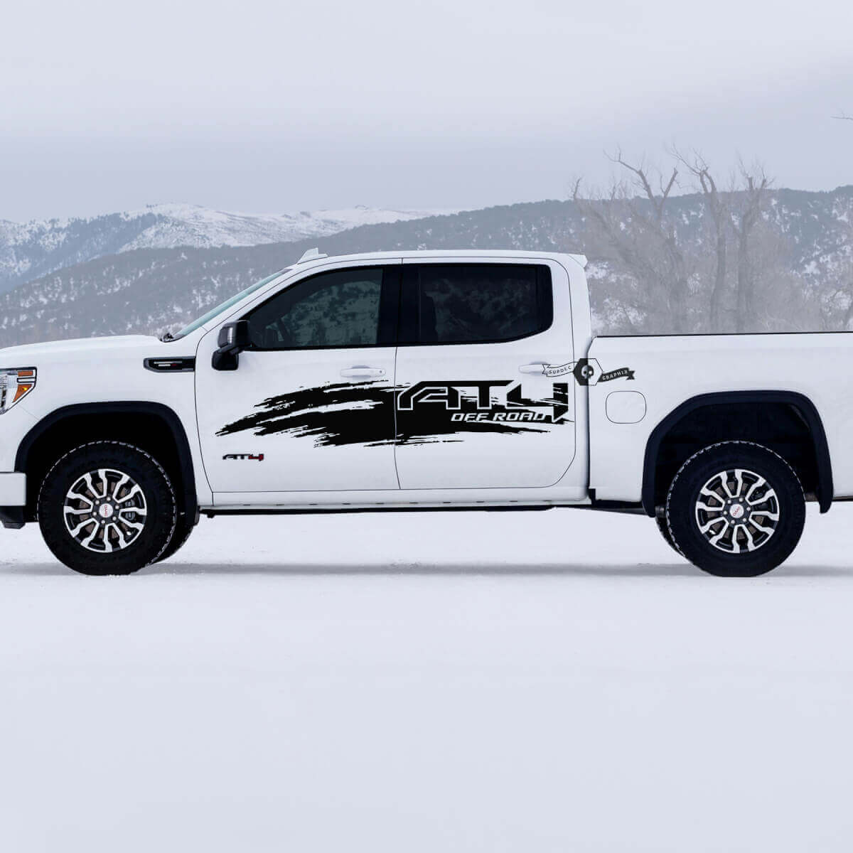 Kit de décalcomanies latérales vinyle style éclaboussures de boue AT4 pour GMC Sierra 1500