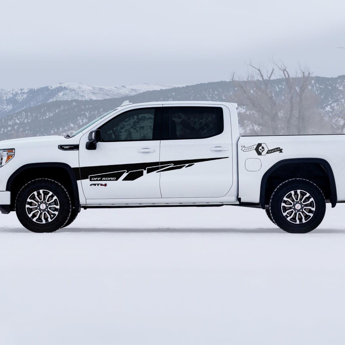 2 nouveaux GMC GM Sierra 1500 AT4 Fender Doors Splash Off-Road Side Bed Destroyed Вestroyed Autocollants décalcomanies
