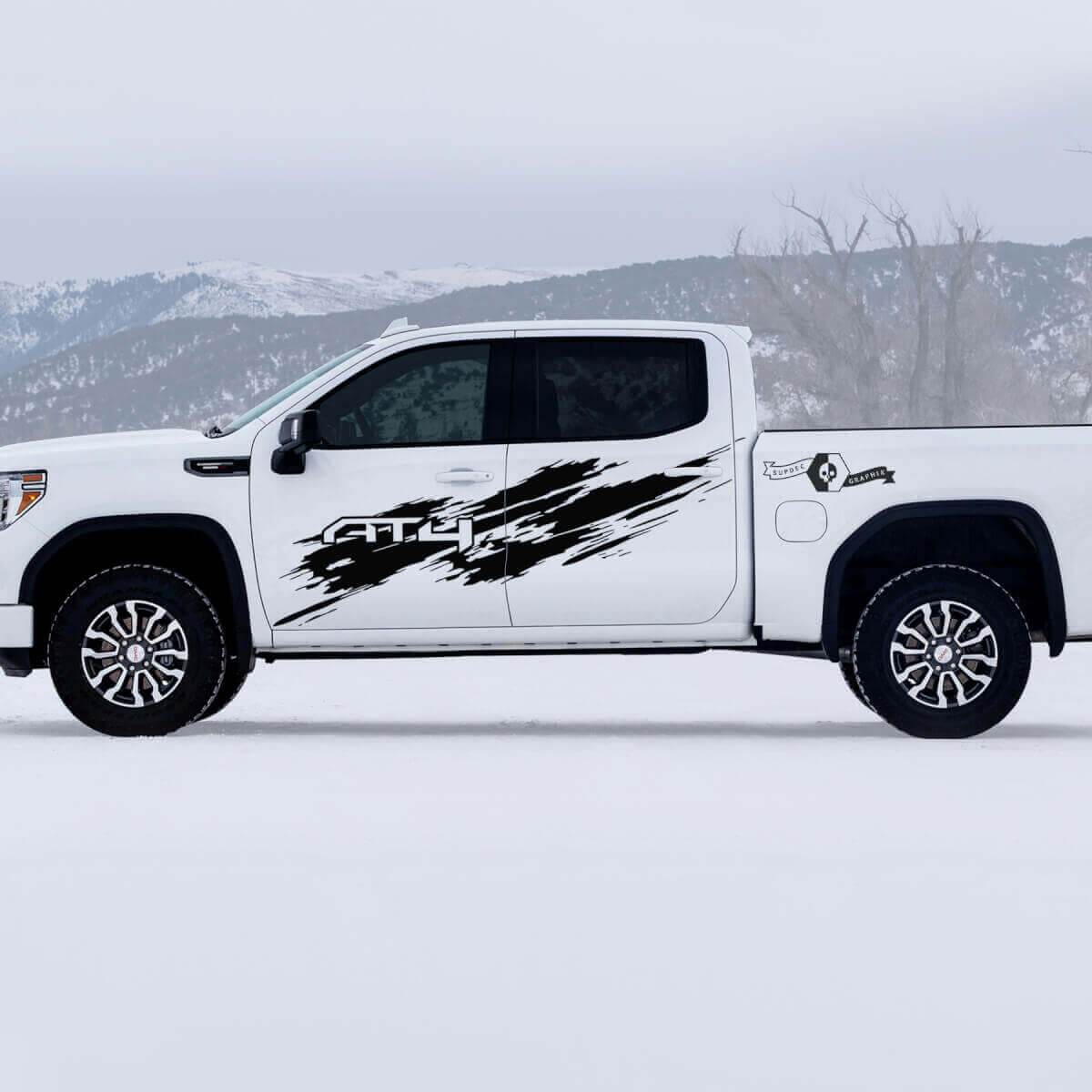 Kit de décalcomanies latérales en vinyle style usé AT4 pour GMC Sierra 1500