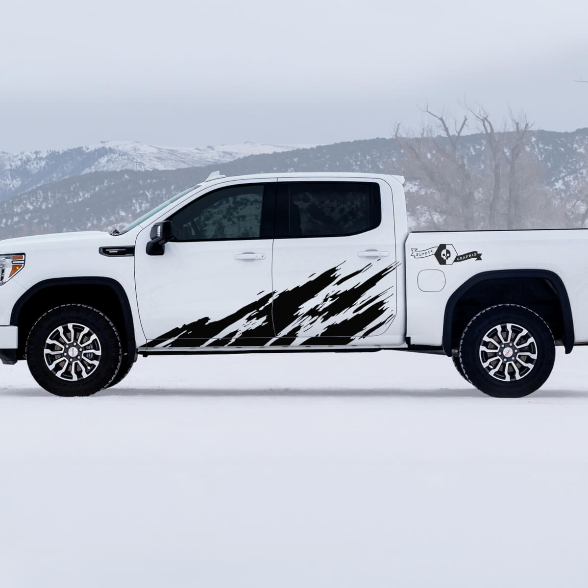 2 nouveaux autocollants de décalcomanies détruits côté tout-terrain GMC GM Sierra 1500 AT4 portes Splash Grange
