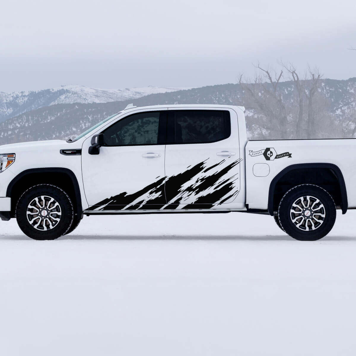 Ensemble de décalcomanies en vinyle pour portes côté éclaboussures de boue AT4 pour GMC Sierra 1500
