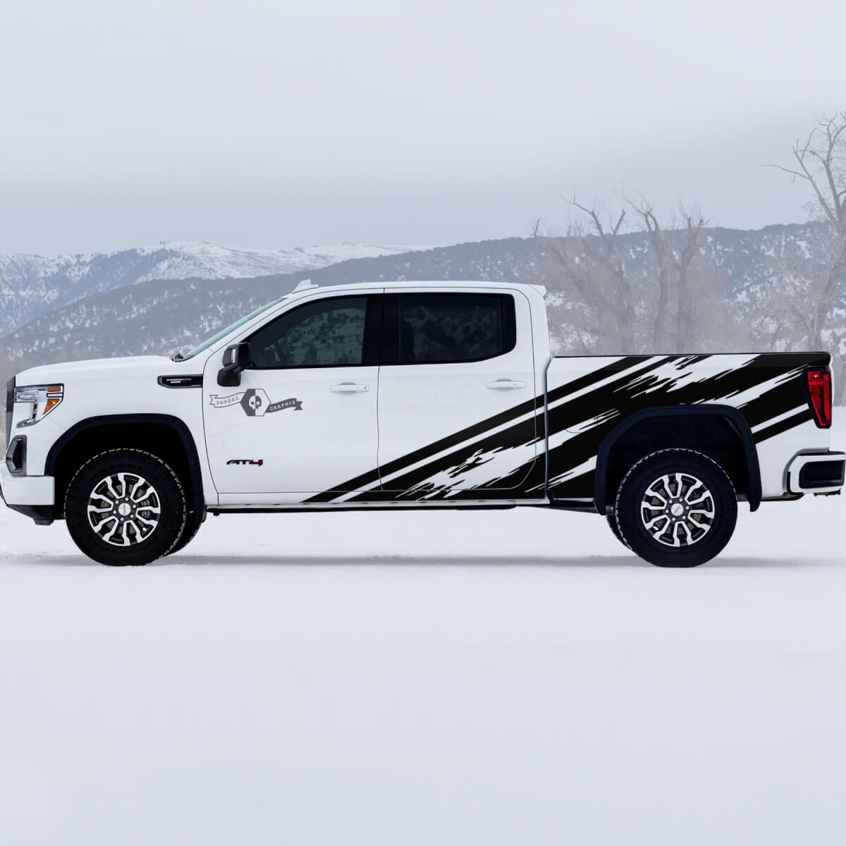 2 nouveaux GMC GM Sierra 1500 AT4 énormes portes lit Splash Grange tout-terrain côté détruit autocollants autocollants

