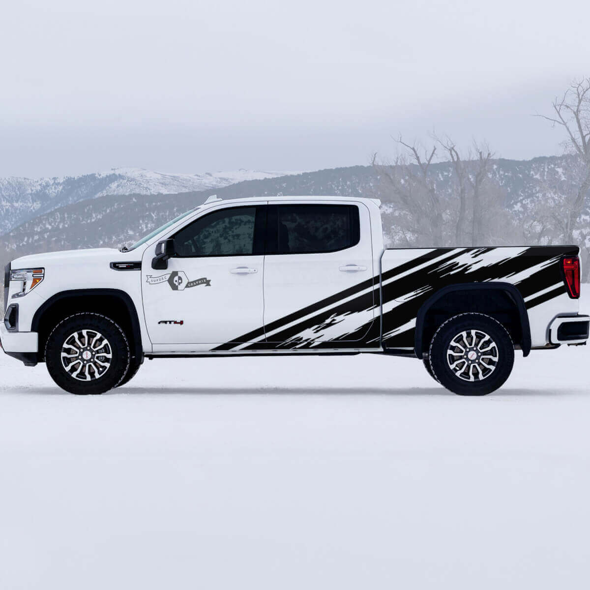 Ensemble de décalcomanies latérales en vinyle style éclaboussures usées pour GMC Sierra 1500 AT4