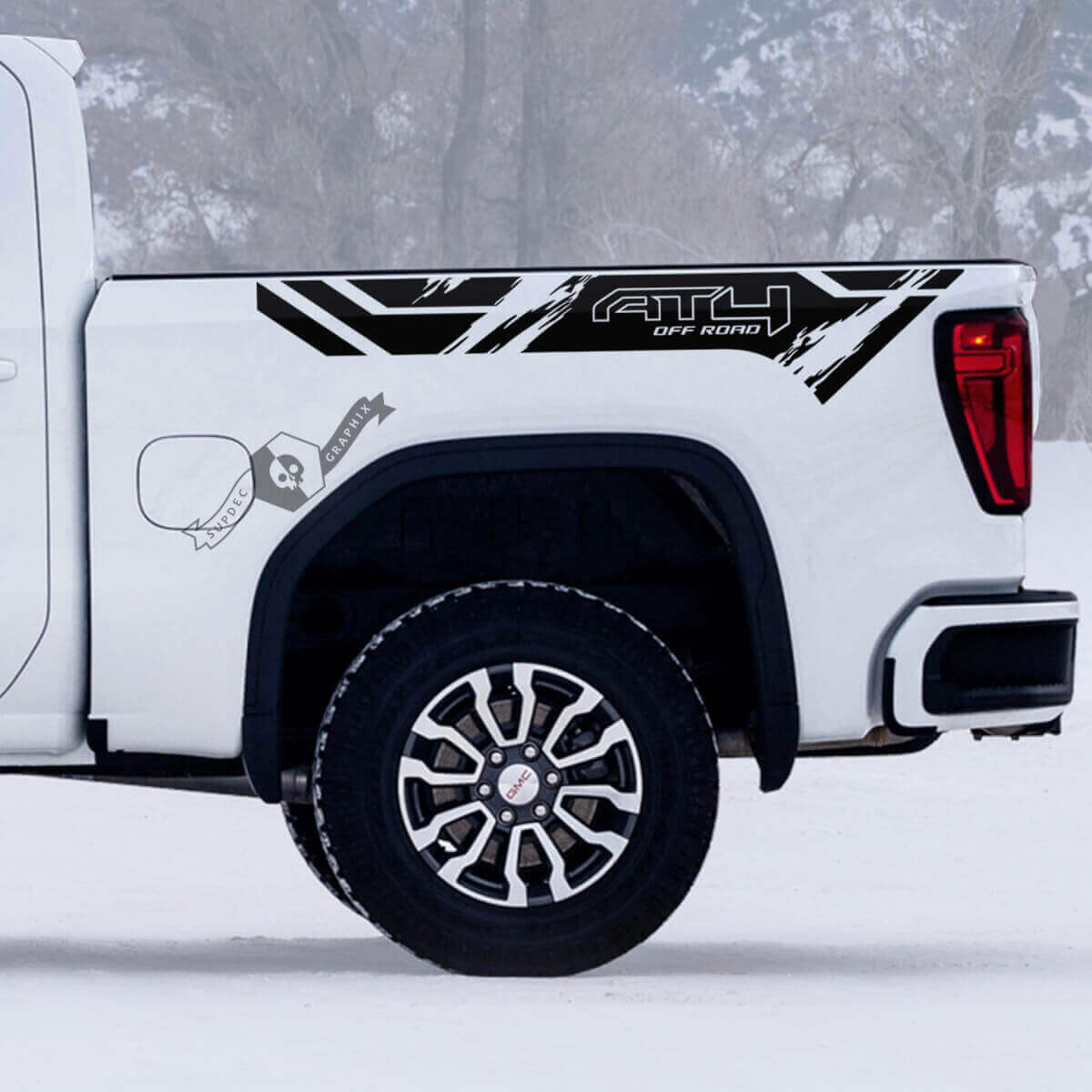 Kit de décalcomanies en vinyle vieillies AT4 Off Road pour côtés de caisse GMC Sierra 1500