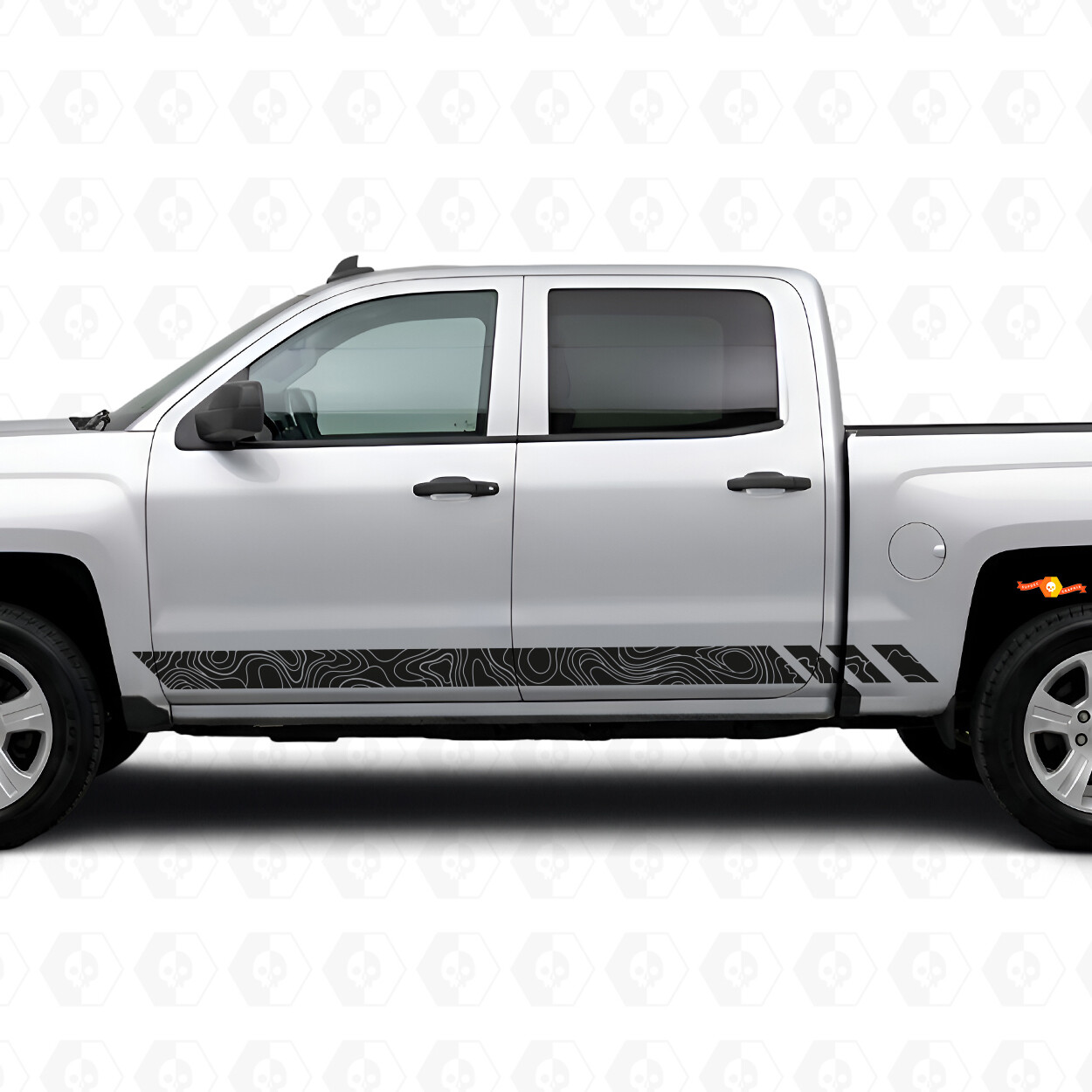 Bandes vinyles topographiques pour porte et panneau bas de caisse pour Chevrolet Silverado 1500 K2XX 2014-2019