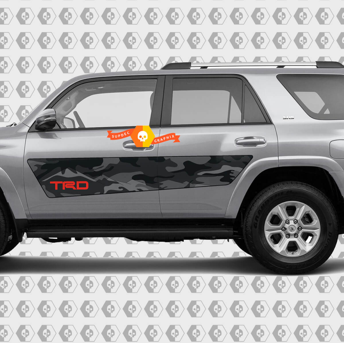 Autocollant vinyle style camouflage TRD pour porte latérale de Toyota 4Runner
