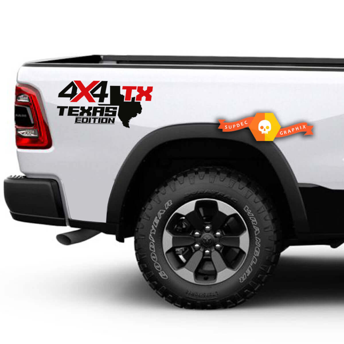 Jeu de 2 Autocollants en Vinyle Latéraux 4x4 TX Texas Edition pour Camions