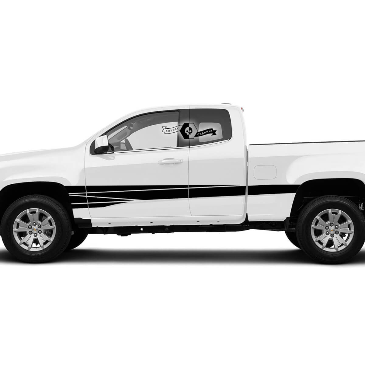 Portes de paire détruites rayures 2022+ Chevy Colorado en vinyle étendu autocollant graphique