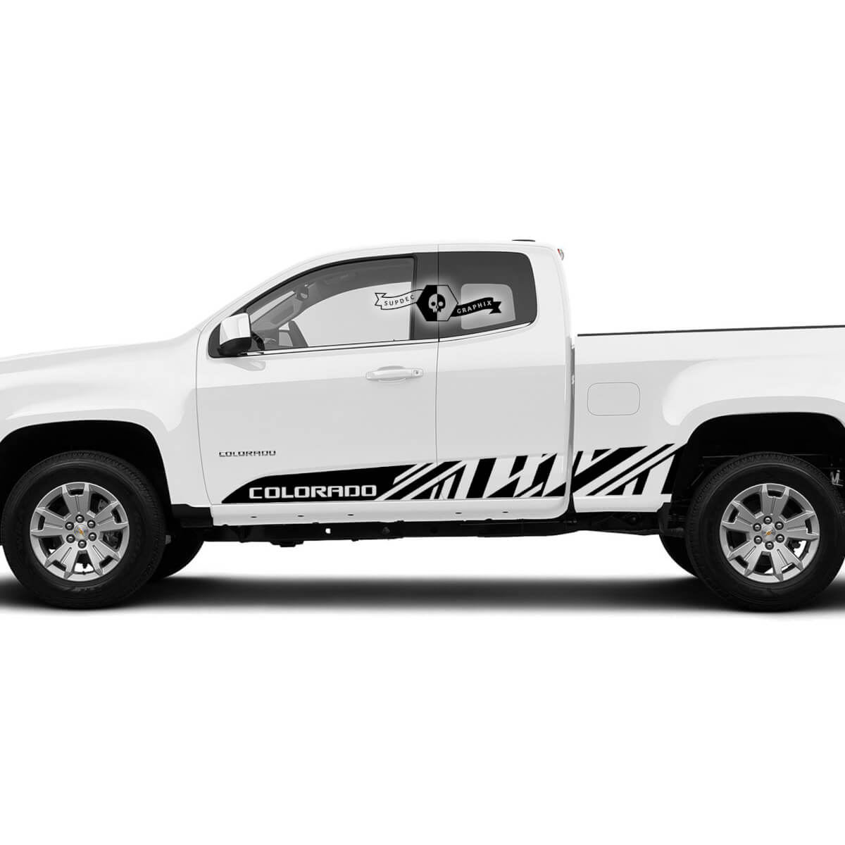2x nouveaux autocollants en vinyle à rayures pour portes latérales de lit modernes, graphique 2022 + 2023 + Chevy Colorado étendu
