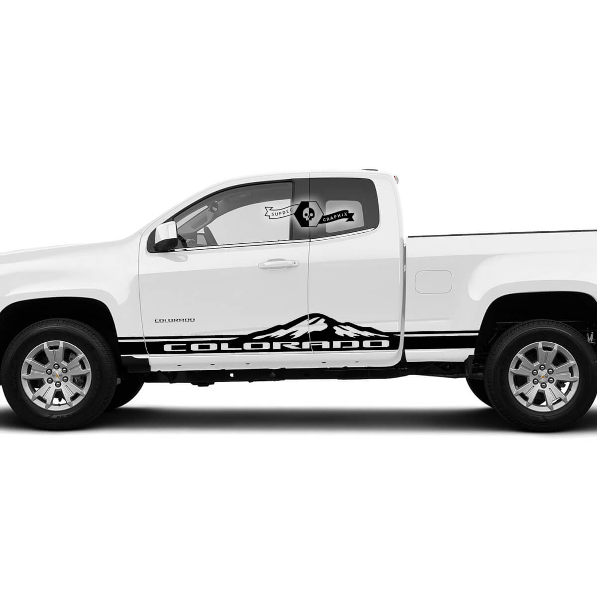 Paire d’autocollants en vinyle à rayures pour portes de montagnes, graphique 2022+ 2023+ Chevy Colorado étendu
