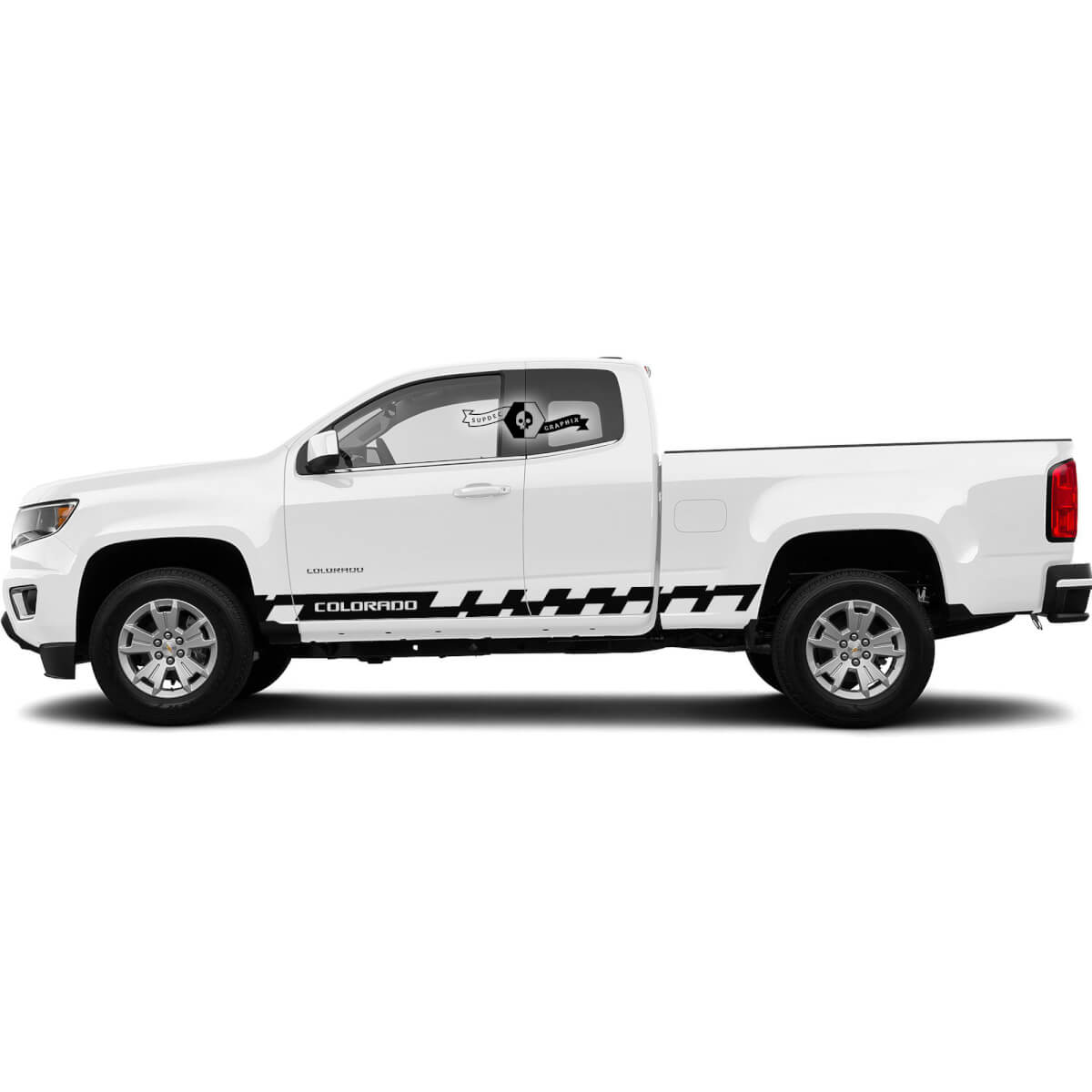 2x portes modernes lit latérale Stripe en vinyle autocollant décalal graphique 2022+ Chevy Colorado étendu