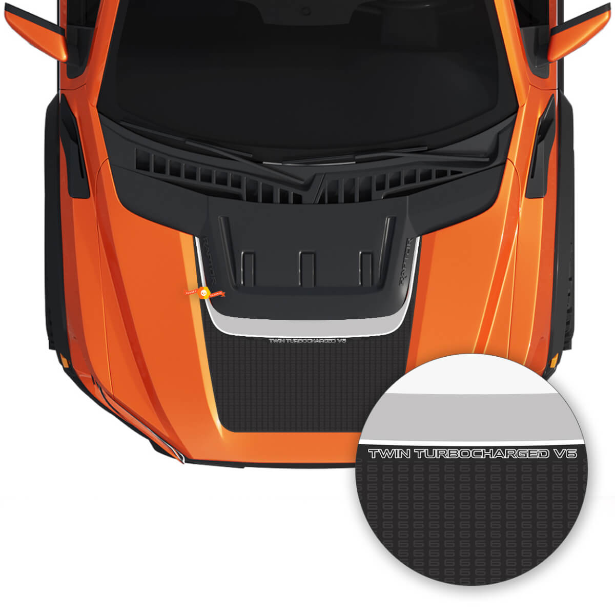 Autocollant Vinyle Capot V6 Bi-turbo pour Musclecar camion SVT 2022-2023