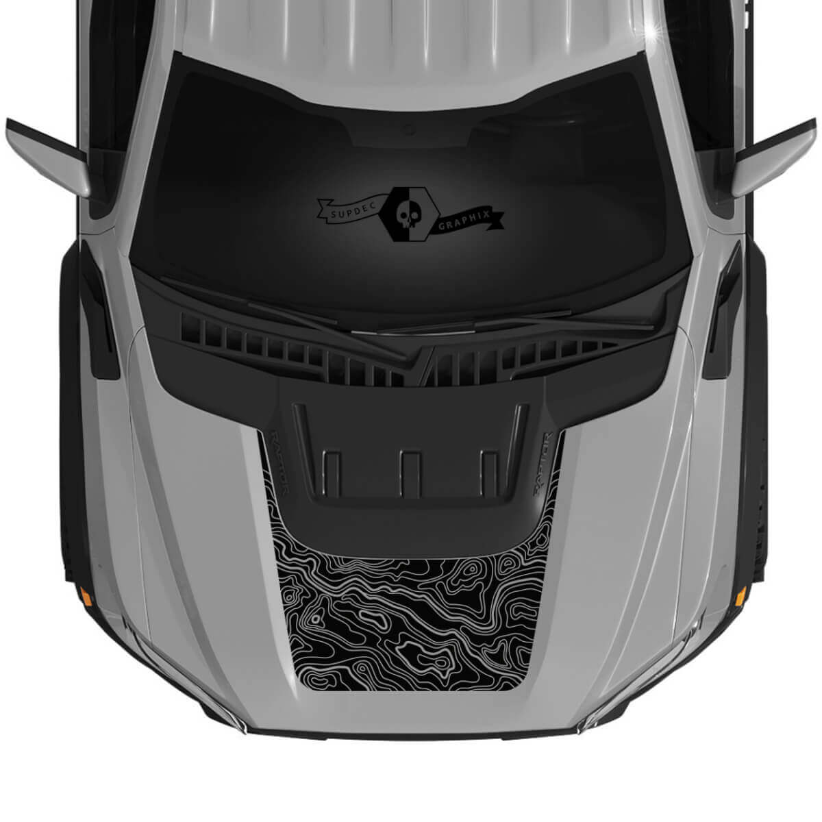 Autocollants vinyles graphiques de capot de carte topographique pour muscle car et camion