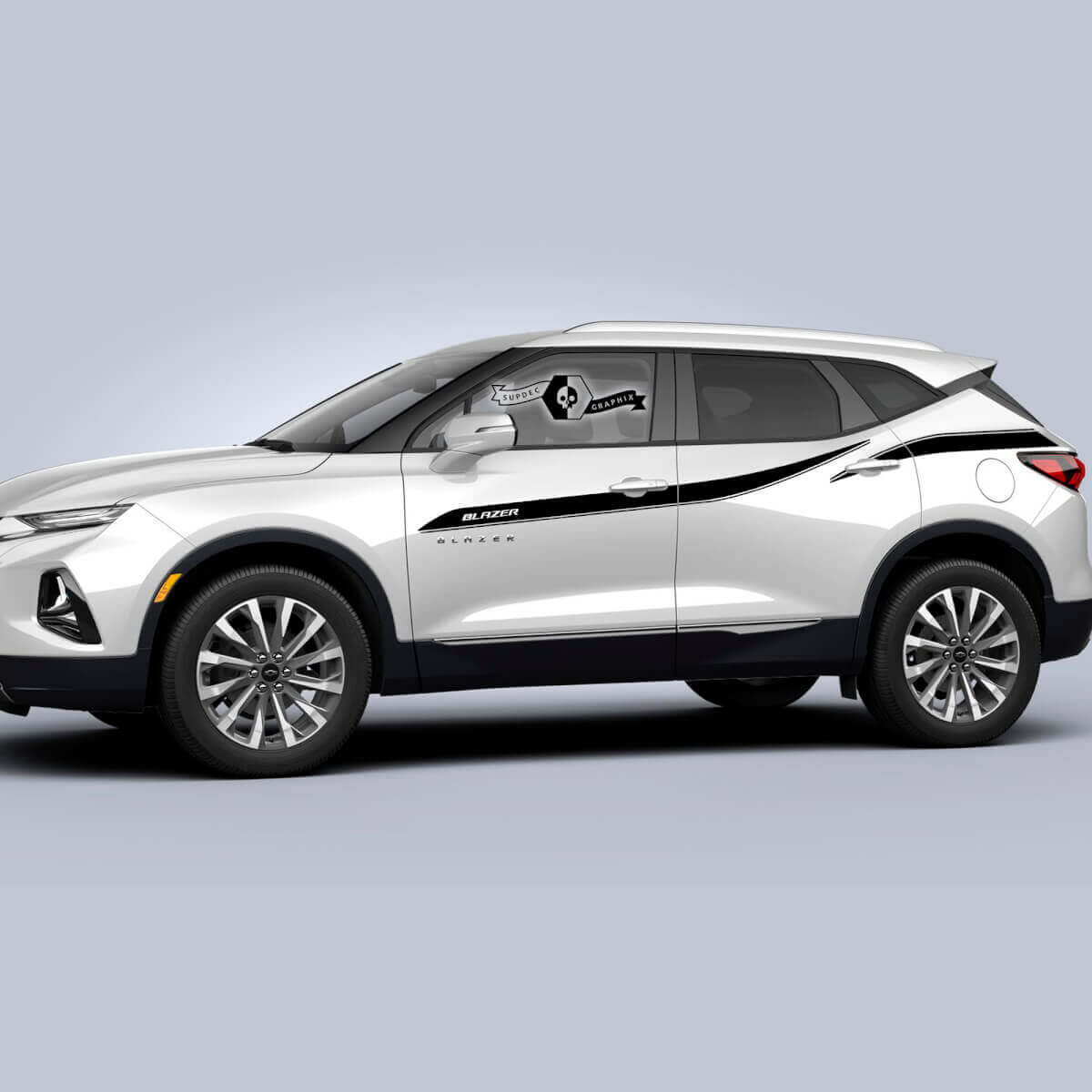 Paire de graphiques autocollants vinyle pour portières latérales Chevrolet Blazer 2023
