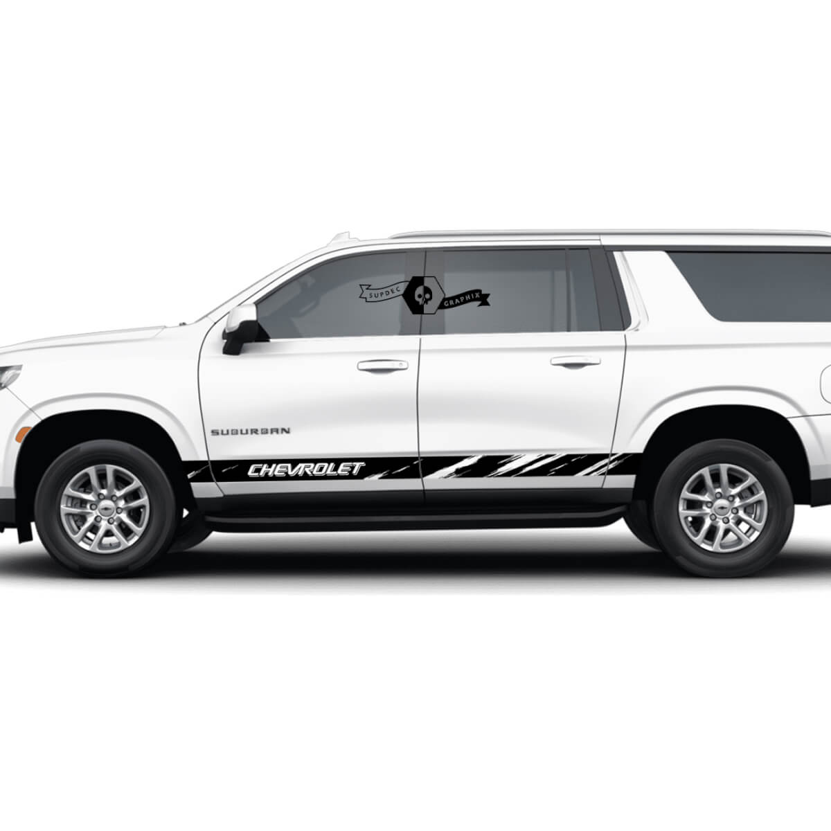 Paire Chevrolet Suburban Side Rocker Panel détruit rayures vinyle autocollant autocollant
