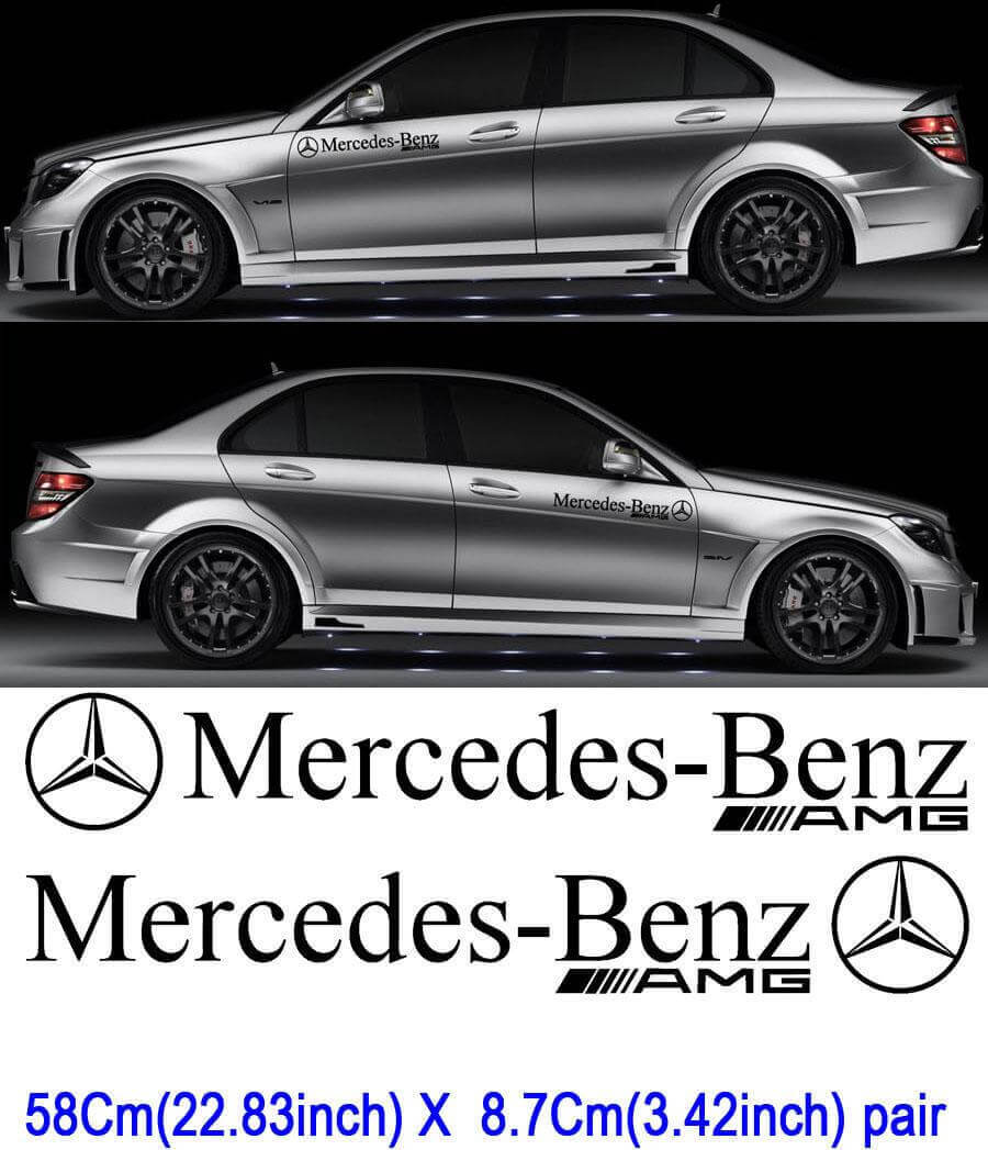 Autocollants Vinyle Latéraux Style AMG Paire pour Voitures Mercedes-Benz
