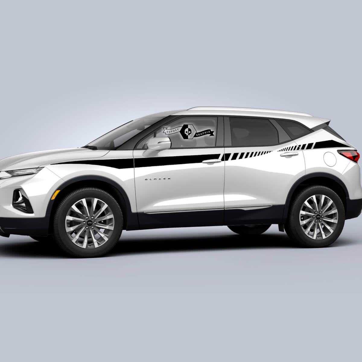 Paire Chevrolet Blazer 2023 Bande de vinyle autocollant de décalcomanie de porte latérale en haut de l'aile
