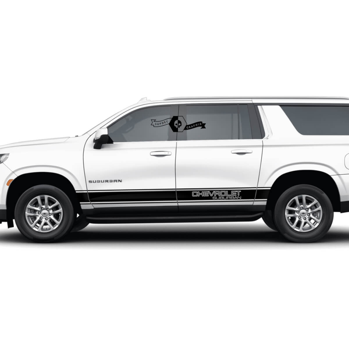 Paire Chevrolet Suburban Side Rocker Panel Stripes Line Portes Garniture Vinyle Autocollant

