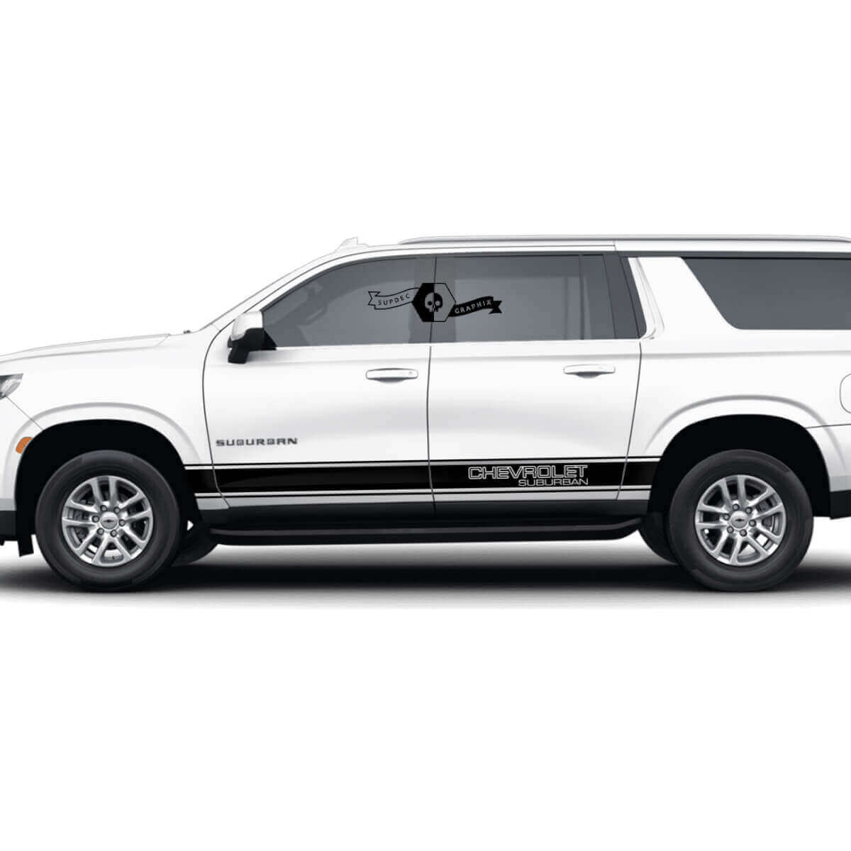 Paire de bandes de garniture latérale pour Chevrolet Suburban - Autocollant en vinyle pour les portières
