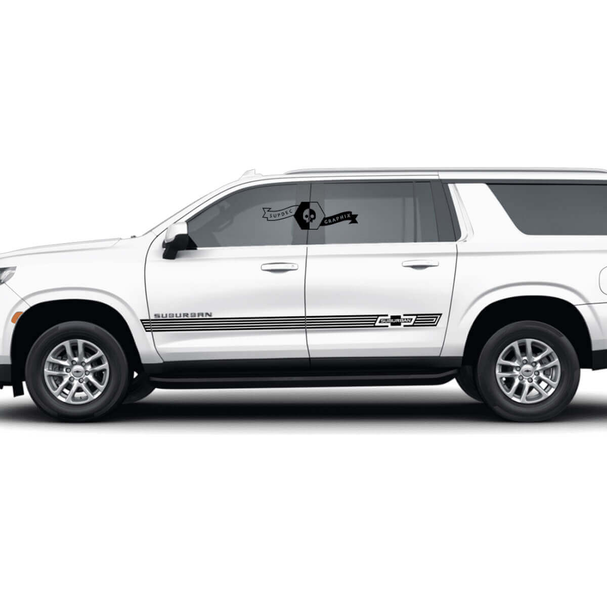 Paire de bandes latérales Chevrolet Suburban Ligne de garniture de portes Autocollant en vinyle mince
