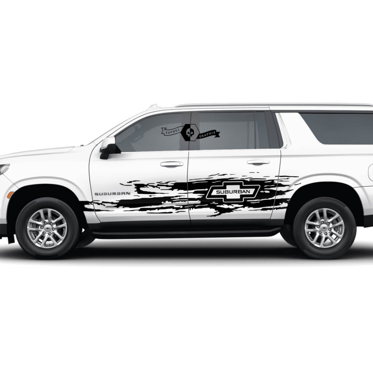 Paire Chevrolet Suburban Side Stripes Line Portes Wrap Splash Destroyed Logo Vinyl Decal Sticker
